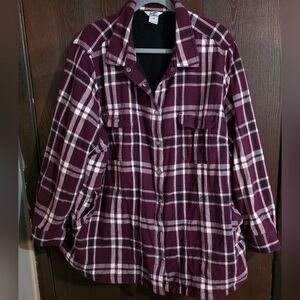 Duluth Trading Co Maroon and White Checkered Utility Jacket